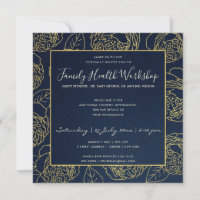 LUXE NAVY GOLD ELEGANT ROSE FLORAL WORKSHOP EVOP