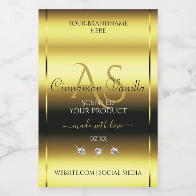 Luxe Or Chimmery Produit Étiquette Bijoux Monogram (Étiquettes simples)