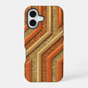 Luxe Orange Glitter Gold Glitter iPhone 16 Hülle