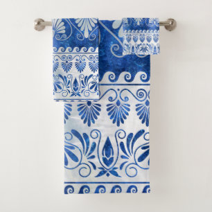 Luxe ornement grec pierre bleue et perle