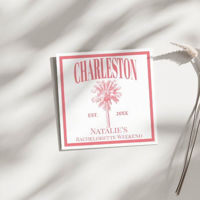Luxe Palm Trees Charleston Coastal Bachelorette Serviette (Von Creator hochgeladen)