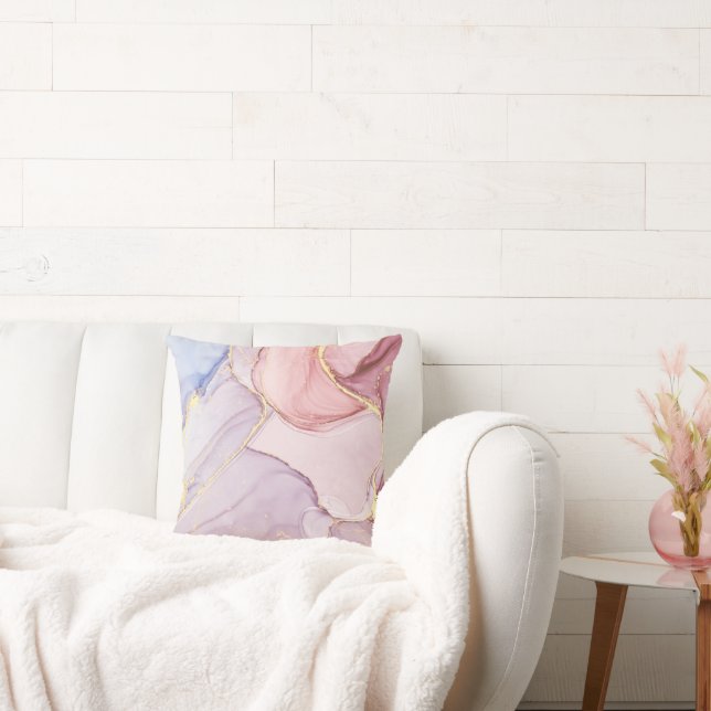 LUXE PINK BLAU ABSTRAKTES MARMOR AUSSEHEN KISSEN (Liege)