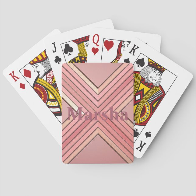 Luxe Pink Gold Streifen Card Deck Spielkarten (Rückseite)