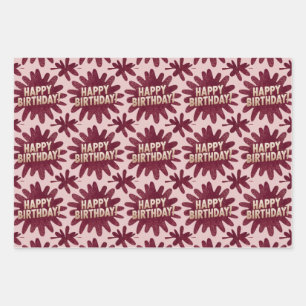 Luxe Pink Happy Birthday Wrapping Paper Set Geschenkpapier Set