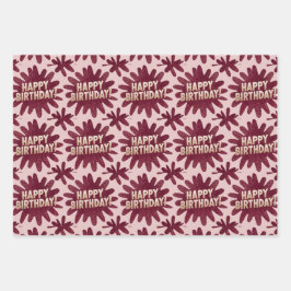 Luxe Pink Happy Birthday Wrapping Paper Set Geschenkpapier Set