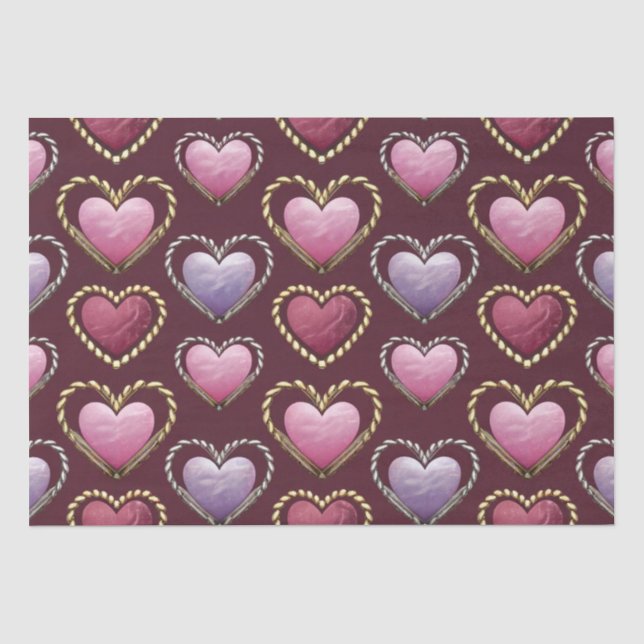Luxe Pink Hearts Tissue Paper Set Seidenpapier (Vorderseite)