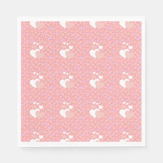 Luxe pink hearts vibrant romantic wallpaper serviette (Vorderseite)