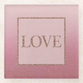 Luxe Pink Ombre Rose Gold Sparkle Glass Untersetze Glasuntersetzer