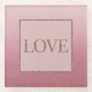 Luxe Pink Ombre Rose Gold Sparkle Glass Untersetze Glasuntersetzer