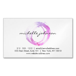 Luxe Pink Painted Circle Magnetische Visitenkarte
