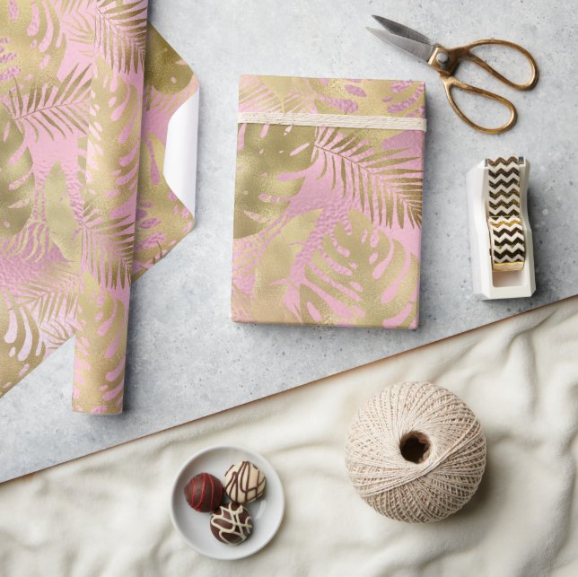 LUXE PINK TROPICAL WRAPPING PAPIER GIFT WRAP GESCHENKPAPIER (Kunsthandwerk)