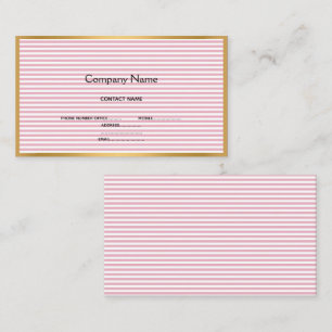 LUXE PINK WHITE STRIPE GOLD BUSINESS CARD VISITENKARTE