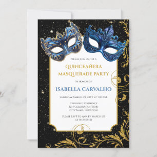 Luxe Quinceañera Masquerade Party Einladung