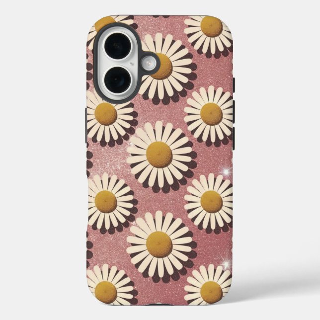 Luxe Retro White Daisies iPhone 16 Fall iPhone 16 Hülle (Rückseite)