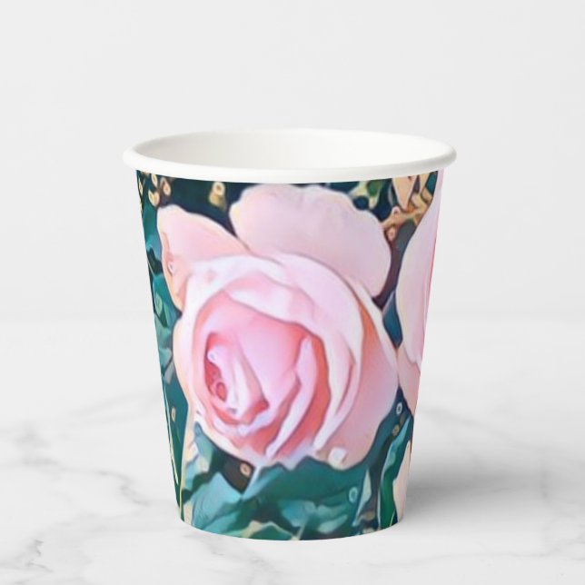 luxe romantic flowers botanical wallpaper pappbecher (Vorderseite)