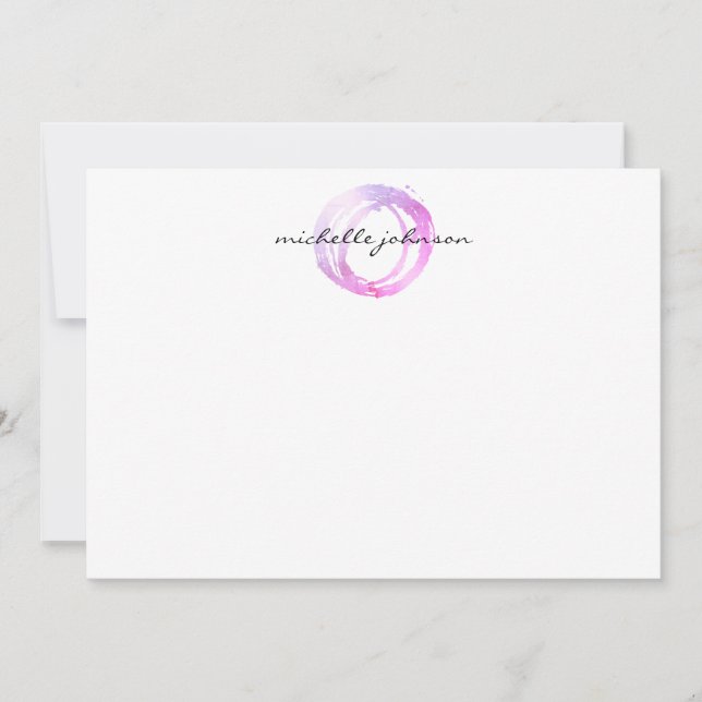 Luxe rosa gestrichene Circle Flat Notecard Mitteilungskarte (Vorderseite)