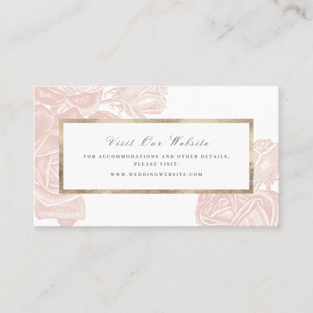 Luxe Rose Blackgold Vintage Website einfügen Karte (Vorderseite)
