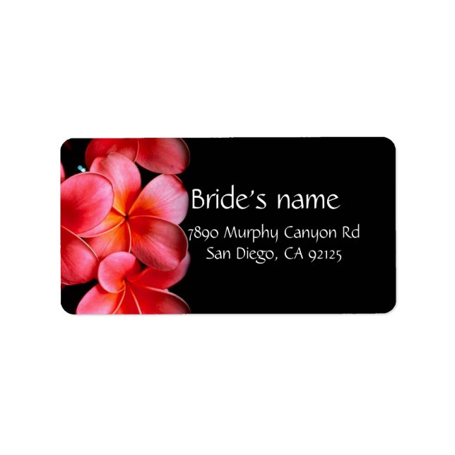 Luxe rose Elegant Plumeria Étiquette de adresse (Devant)