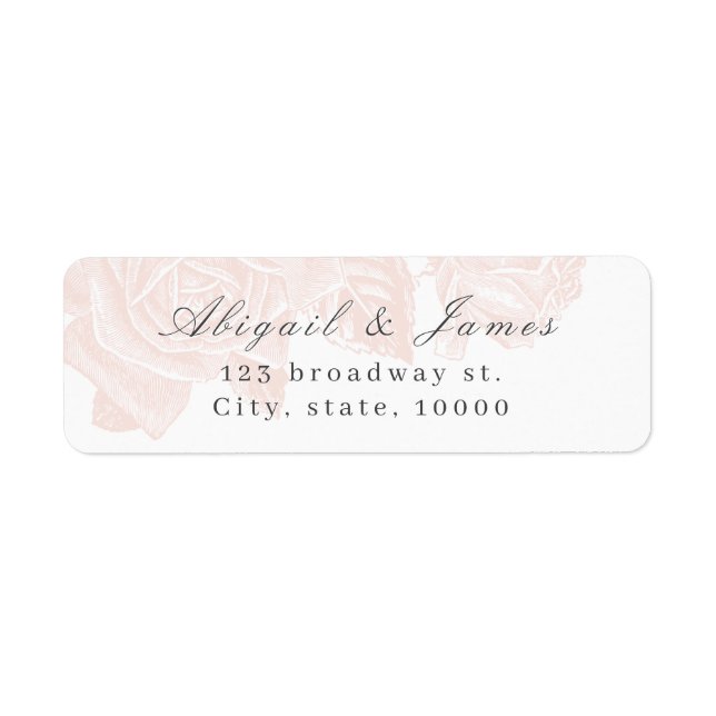 Luxe Rose errötet Vintage botanische Rücksendeadre (Vorne)