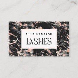Luxe Rose Gold Black Marble Beauty Lashes Visitenkarte
