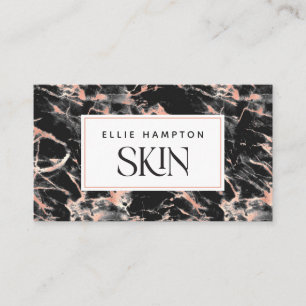 Luxe Rose Gold Black Marble Beauty Visitenkarte