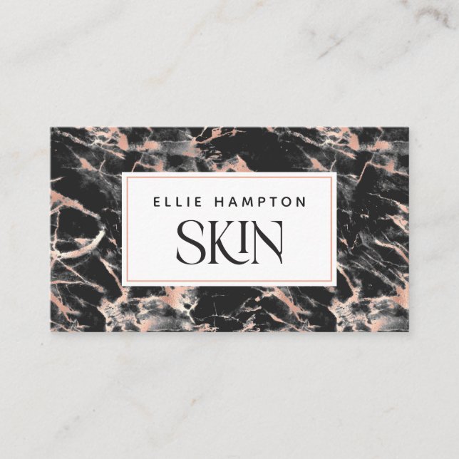 Luxe Rose Gold Black Marble Beauty Visitenkarte (Vorderseite)