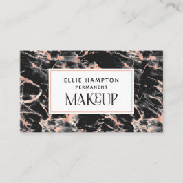 Luxe Rose Gold Black Marble Permanent Makeup Visitenkarte