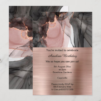 LUXE ROSE GOLD CHIFFON PARTY METALLIC EINLADUNG