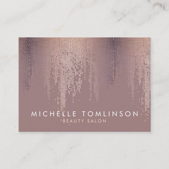 Luxe Rose Gold Confetti Regenmuster Große Visitenkarte (Vorderseite)