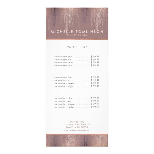 Luxe Rose Gold Confetti Regenmuster Werbekarte (Vorne)