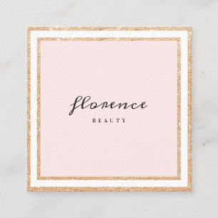 Luxe Rose Gold Glitzer Rahmen rot Rosa und weiß Quadratische Visitenkarte