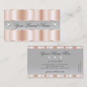 Luxe Rose Gold Light Gray Sparkle Jewels Luxuriöse Visitenkarte
