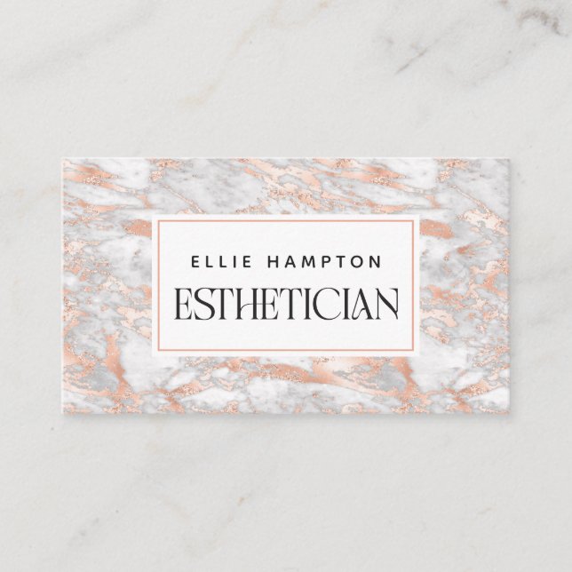 Luxe Rose Gold Pink Marmor Schönheit  Visitenkarte (Vorderseite)