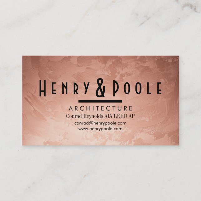 Luxe Rose Gold Venezianisch Plaster & Designer Visitenkarte (Vorderseite)