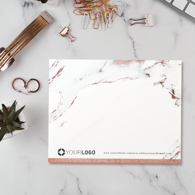 Luxe Rose Goldmarmor personalisiert Stationery Dankeskarte (Luxe rose gold marble personalized Stationery logo Card)