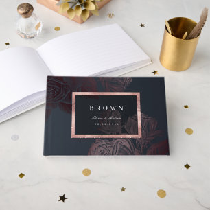 Luxe Rose Goldmoody Vintage botanische Hochzeit Gästebuch