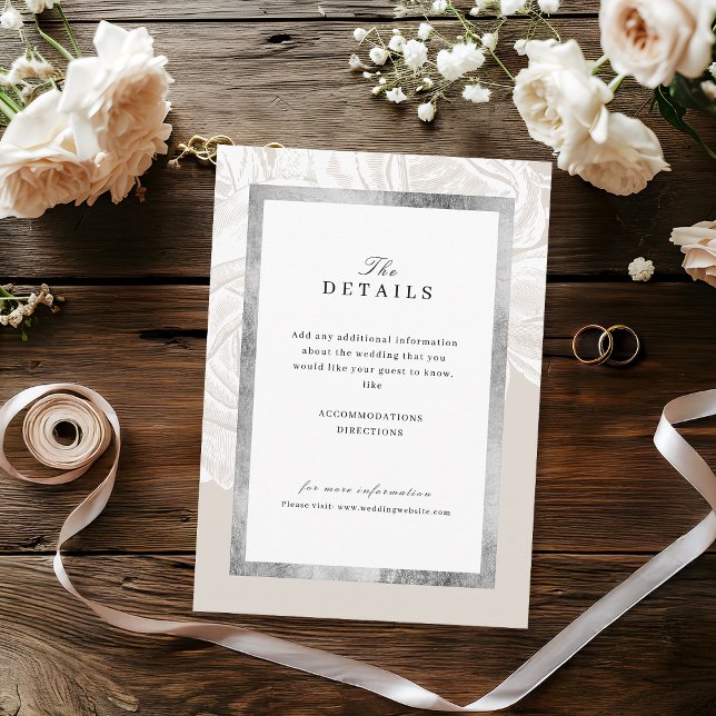 Luxe Rose neutrale Jahrgänge Hochzeit Details Begleitkarte (Luxe rose neutral vintage wedding details enclosure card)