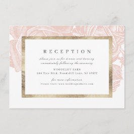 Luxe Rose Rose Gold Vintager botanischer Empfang Begleitkarte