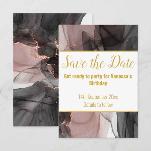 LUXE-ROSE SAVE THE DATE RSVP-KARTE RSVP KARTE (Vorne/Hinten)