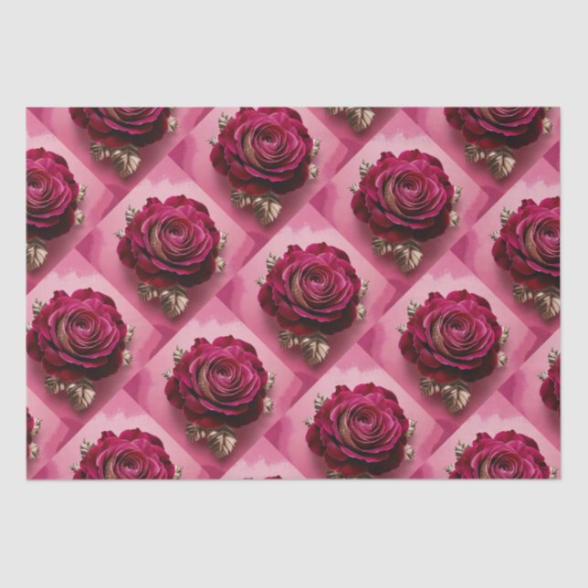 Luxe Rote Rose Tissue Paper Set Seidenpapier (Vorderseite)