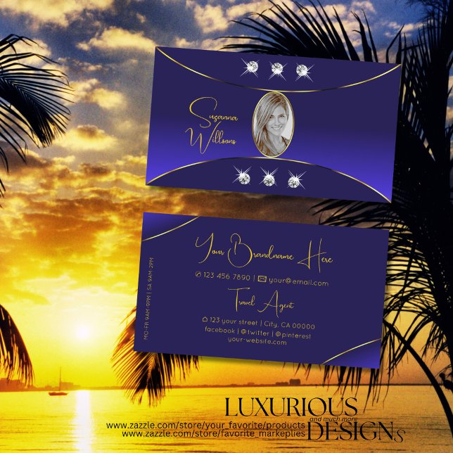 Luxe Royal Blue mit goldener Dekoration Diamanten  Visitenkarte (Von Creator hochgeladen)