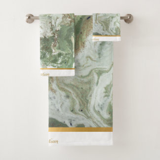 LUXE SAGE GREEN MARBLE TOWEL SET