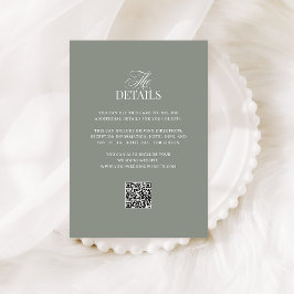 Luxe Sage Green | QR Code Wedding Guest Details Begleitkarte