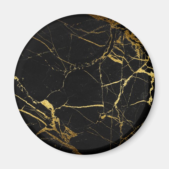 Luxe Schwarz und Gold Marmortextur Magnet (Vorne)