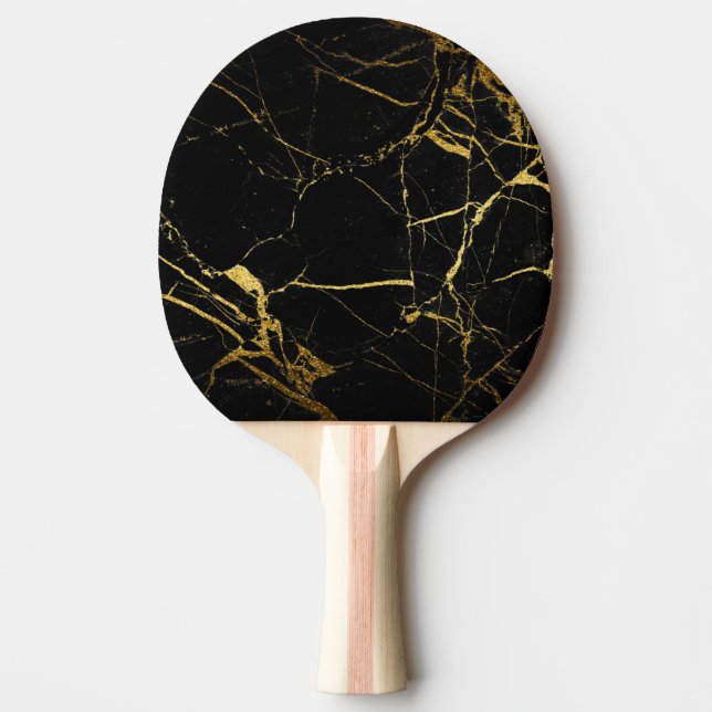 Luxe Schwarz und Gold Marmortextur Tischtennis Schläger (Vorderseite)