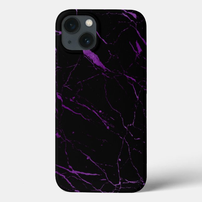 Luxe Schwarz und Lila Marmor Case-Mate iPhone Hülle (Rückseite)