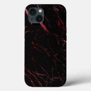 Luxe Schwarz und roter Marmor iPhone Hülle