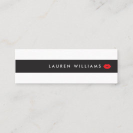 Luxe Schwarz/Weiße Streifen Rote Lippen Makeup Kün Mini Visitenkarte