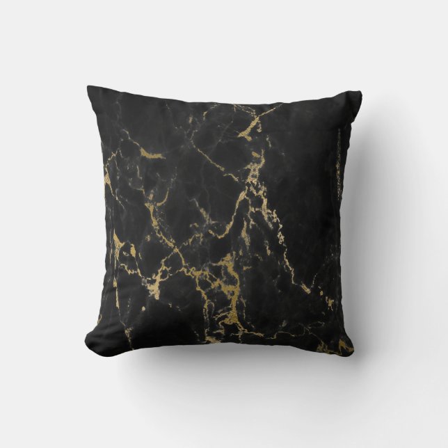 LUXE SCHWARZE GOLD MARMOR INSPIRIERTE KUSCHE KISSEN (Vorderseite)
