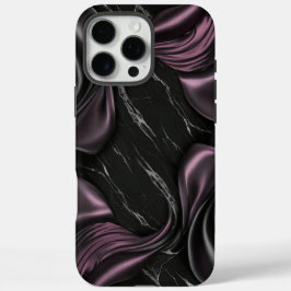 Luxe Schwarze Marmor mit Satin Lila Swirl iPhone 16 Pro Max Hülle